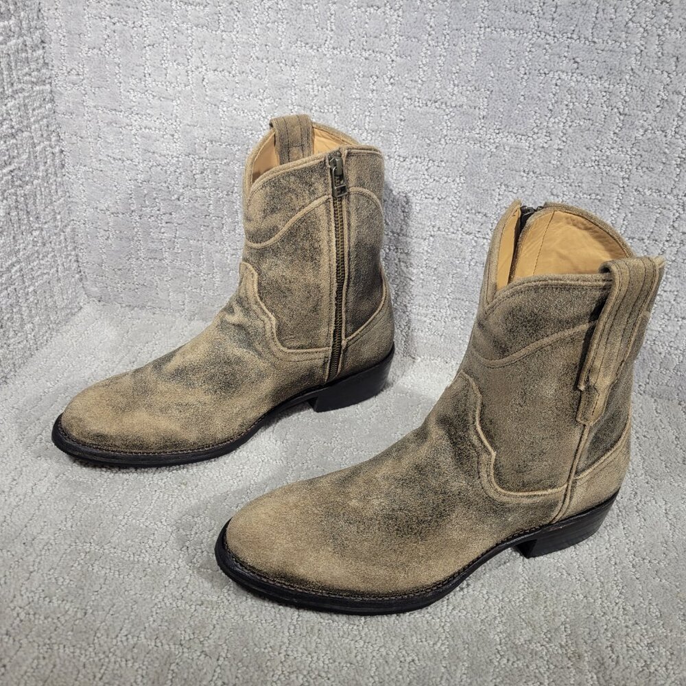Tecovas The Dean Men's Size US 8EE Taupe Suede Side Zip Western Boots - Picture 5 of 10